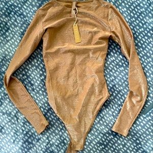 Xxs shimmer long sleeve skims bodysuit